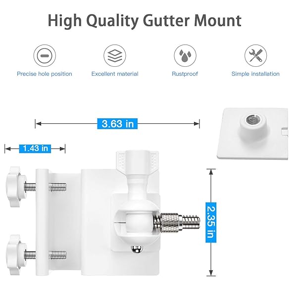 HOLACA HOLACA Weatherproof Gutter Mount for Ring Solar Panel Outdoor Wall Bracket Accessories White - View 5 of 7