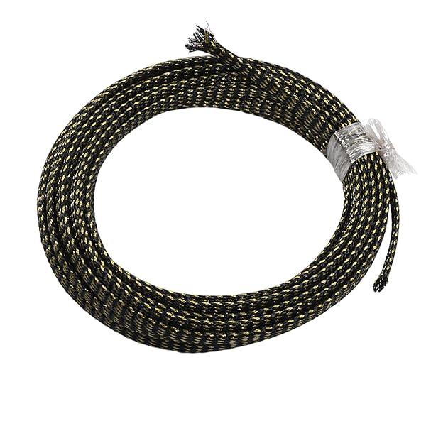 Othmro Othmro 16.4ft PET Expandable Braided Cable Sleeve for TV Audio PC Cords Black Gold Flexible Wire Organizer - View 2 of 7