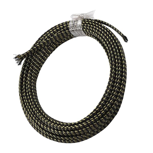 Othmro Othmro 16.4ft PET Expandable Braided Cable Sleeve for TV Audio PC Cords Black Gold Flexible Wire Organizer - View 4 of 7