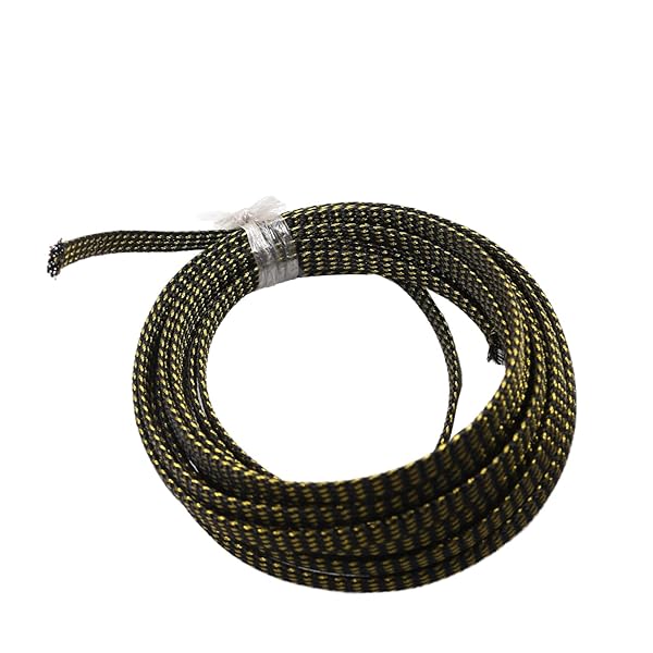 Othmro Othmro 16.4ft PET Expandable Braided Cable Sleeve for TV Audio PC Cords Black Gold Flexible Wire Organizer - View 5 of 7
