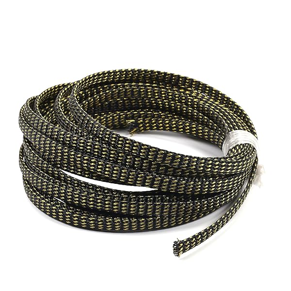 Othmro Othmro 16.4ft PET Expandable Braided Cable Sleeve for TV Audio PC Cords Black Gold Flexible Wire Organizer - View 6 of 7
