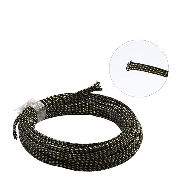 Othmro Othmro 16.4ft PET Expandable Braided Cable Sleeve for TV Audio PC Cords Black Gold Flexible Wire Organizer - View 7 of 7