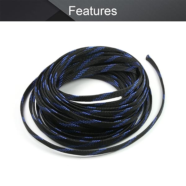 Othmro Othmro 10m PET Expandable Braid Cable Sleeving Flexible Wire Mesh Sleeve in Black Blue for Organizing and Pet Protection - View 3 of 4