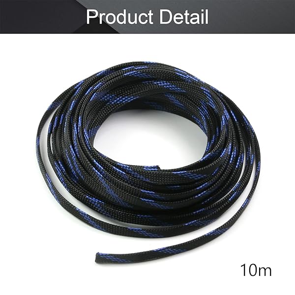 Othmro Othmro 10m PET Expandable Braid Cable Sleeving Flexible Wire Mesh Sleeve in Black Blue for Organizing and Pet Protection - View 4 of 4