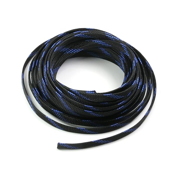 Othmro 10m PET Expandable Braid Cable Sleeving Flexible Wire Mesh Sleeve in Black Blue for Organizing and Pet Protection