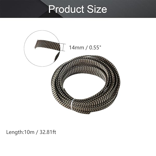 Othmro Othmro 10m PET Expandable Braid Cable Sleeving Flexible Wire Mesh Sleeve Black Gold Protects Cables from Pets Chewing - View 2 of 4
