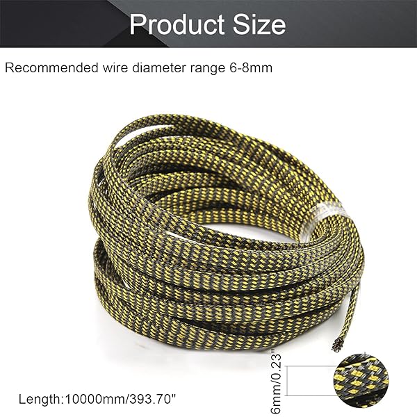 Othmro Othmro 32.8ft Expandable Braided Cable Sleeves for TV Audio PC Computer Cords Black Gold Flexible Wire Loom Organizer - View 2 of 6