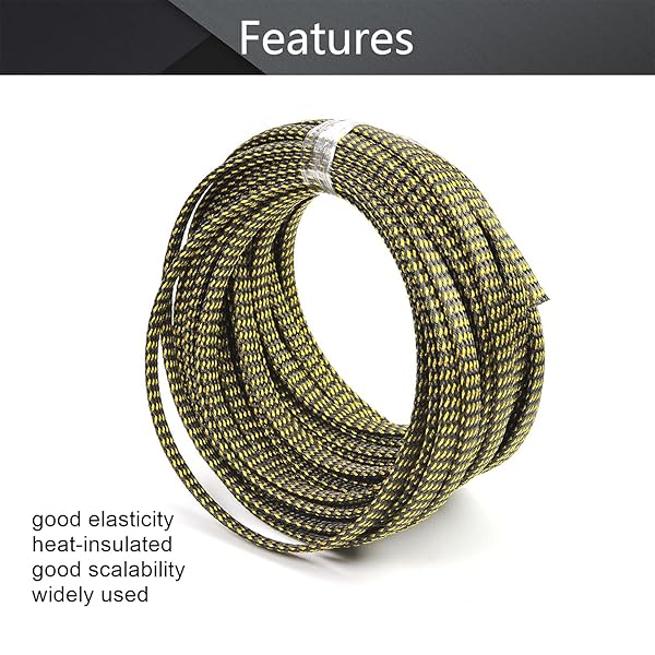 Othmro Othmro 32.8ft Expandable Braided Cable Sleeves for TV Audio PC Computer Cords Black Gold Flexible Wire Loom Organizer - View 3 of 6