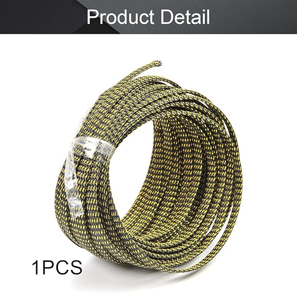 Othmro Othmro 32.8ft Expandable Braided Cable Sleeves for TV Audio PC Computer Cords Black Gold Flexible Wire Loom Organizer - View 4 of 6