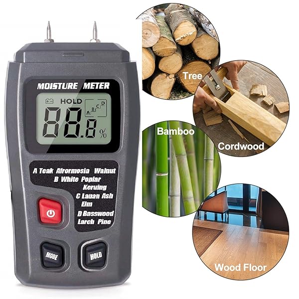 XRCLIF Wood Moisture Meter Handheld Humidity Detector for Firewood Furniture and Floors Accurate Wood Humidity Measuring Device - View 4 of 7