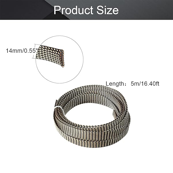 Othmro Othmro 16.4ft Expandable Braided Cable Sleeves for TV Audio PC Computer Cords Flexible Wire Mesh Organizer Black Gold - View 2 of 7