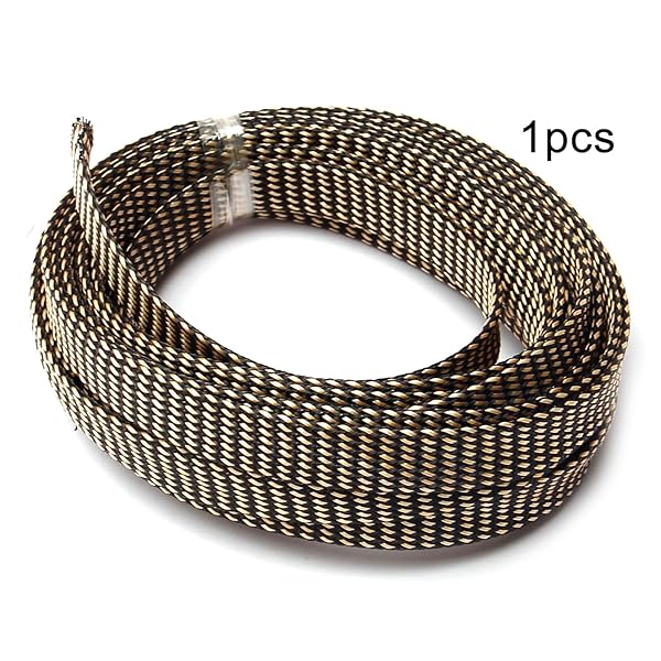 Othmro Othmro 16.4ft Expandable Braided Cable Sleeves for TV Audio PC Computer Cords Flexible Wire Mesh Organizer Black Gold - View 3 of 7