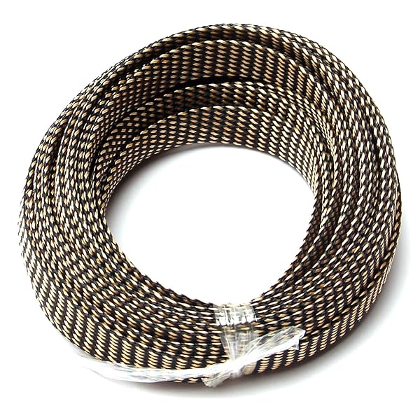 Othmro Othmro 16.4ft Expandable Braided Cable Sleeves for TV Audio PC Computer Cords Flexible Wire Mesh Organizer Black Gold - View 6 of 7