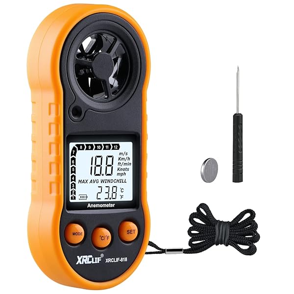 XRCLIF Handheld Digital Anemometer: Accurate Wind Speed & Temperature Meter for Fishing, Windsurfing, and Outdoor Activities