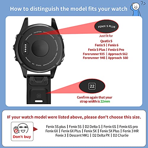 NotoCity NotoCity 22mm Watchbands Compatible with Fenix 6 5 8 Forerunner 935 945 Approach S60 Quatix 5 Slate Color - View 6 of 8