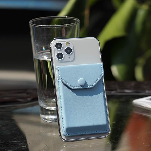 YUNCE YUNCE Self Adhesive Leather Wallet Stick On Card Holder for Men Women RFID Blocking Light Blue Fits Most Credit Cards - View 2 of 6