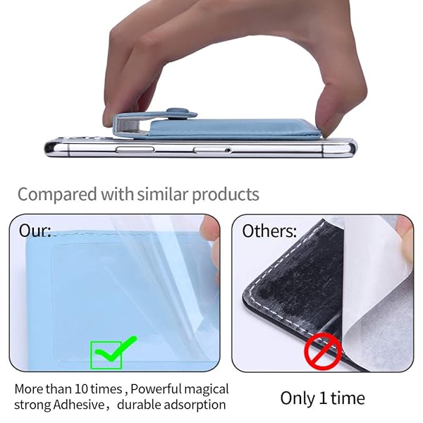 YUNCE YUNCE Self Adhesive Leather Wallet Stick On Card Holder for Men Women RFID Blocking Light Blue Fits Most Credit Cards - View 3 of 6