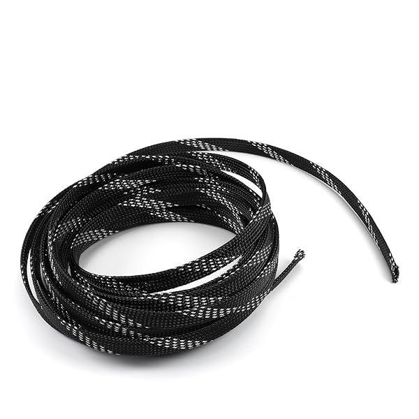 Othmro Othmro 5m PET Expandable Braid Cable Sleeving Flexible Wire Mesh Sleeve Black Silver for TV Audio PC Cord Protection from Pets Chewing - View 3 of 7
