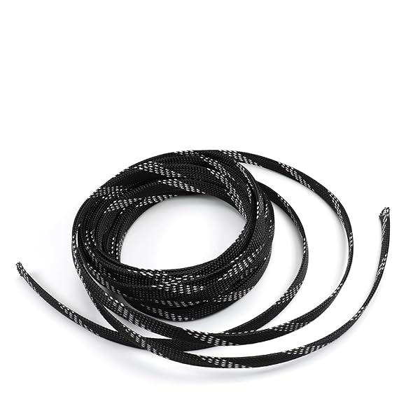 Othmro Othmro 5m PET Expandable Braid Cable Sleeving Flexible Wire Mesh Sleeve Black Silver for TV Audio PC Cord Protection from Pets Chewing - View 7 of 7