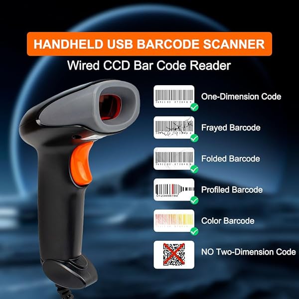 Yanzeo YANZEO Handheld USB Barcode Scanner Wired CCD Reader Fast Accurate Scanning for Store Warehouse Supermarket Plug and Play - View 2 of 7