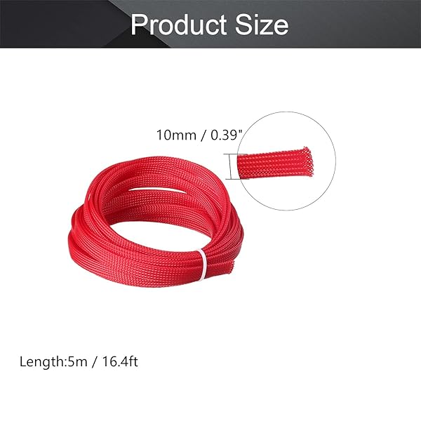 Othmro Othmro 5m Red PET Expandable Braid Cable Sleeving Flexible Wire Mesh Sleeve for TV Audio PC Cord Protection from Pets Chewing - View 3 of 5