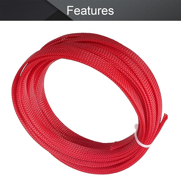 Othmro Othmro 5m Red PET Expandable Braid Cable Sleeving Flexible Wire Mesh Sleeve for TV Audio PC Cord Protection from Pets Chewing - View 4 of 5