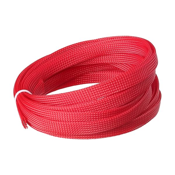 Othmro Othmro 5m Red PET Expandable Braid Cable Sleeving Flexible Wire Mesh Sleeve for TV Audio PC Cord Protection from Pets Chewing - View 2 of 5