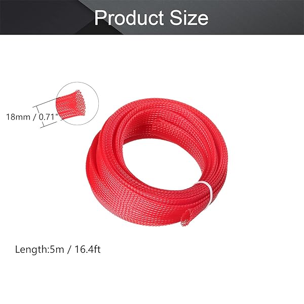 Othmro Othmro 5m Red PET Expandable Braid Cable Sleeving for Power Cord and Audio Video Cables Protection from Pets Chewing - View 2 of 6