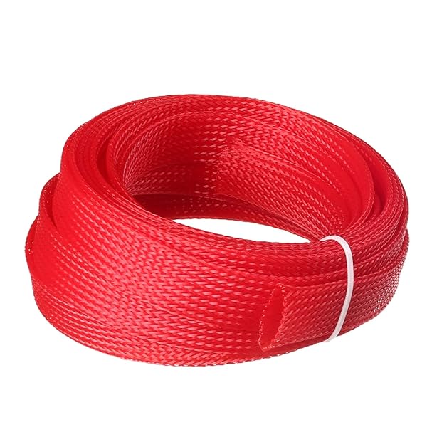 Othmro 5m Red PET Expandable Braid Cable Sleeving for Power Cord and Audio Video Cables Protection from Pets Chewing