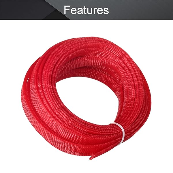 Othmro Othmro 10m PET Expandable Braid Cable Sleeving Flexible Wire Mesh Sleeve Red Protects Cables from Pets Chewing - View 3 of 4