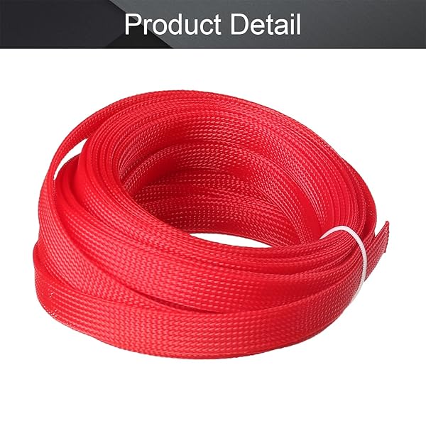 Othmro Othmro 10m PET Expandable Braid Cable Sleeving Flexible Wire Mesh Sleeve Red Protects Cables from Pets Chewing - View 4 of 4