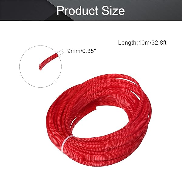 Othmro Othmro 32.8ft Expandable PET Cable Sleeves 0.31in Wire Loom Organizers for TV Audio PC Computer Cords Red - View 2 of 4