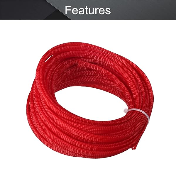 Othmro Othmro 32.8ft Expandable PET Cable Sleeves 0.31in Wire Loom Organizers for TV Audio PC Computer Cords Red - View 3 of 4