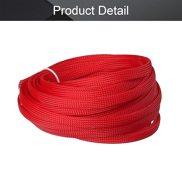 Othmro Othmro 32.8ft Expandable PET Cable Sleeves 0.31in Wire Loom Organizers for TV Audio PC Computer Cords Red - View 4 of 4