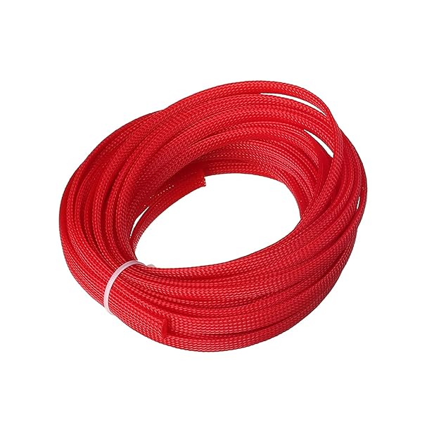 Othmro 32.8ft Expandable PET Cable Sleeves 0.31in Wire Loom Organizers for TV Audio PC Computer Cords Red