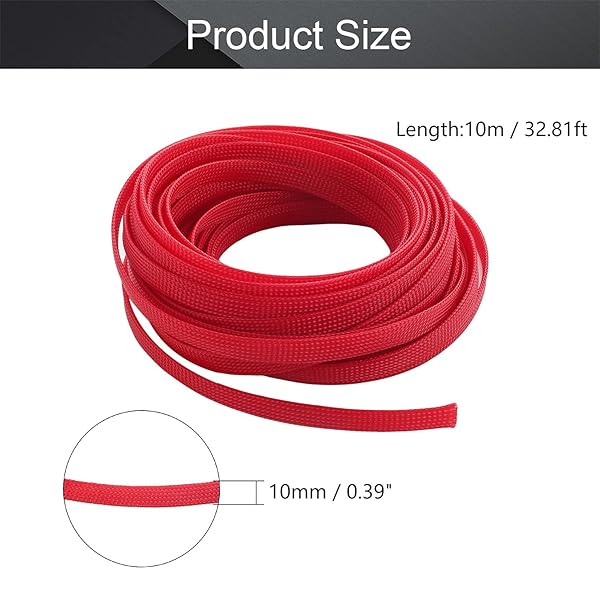 Othmro Othmro 32.8ft Expandable PET Cable Sleeves 0.39in Wire Loom Organizers for TV Audio PC Computer Cords Red - View 2 of 4