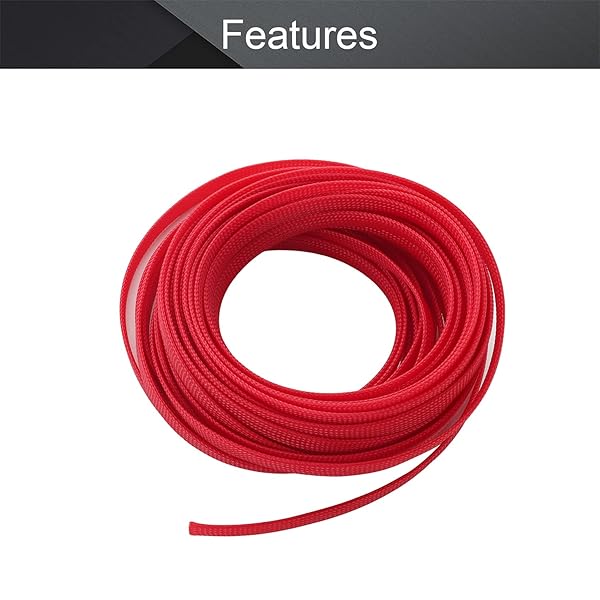 Othmro Othmro 32.8ft Expandable PET Cable Sleeves 0.39in Wire Loom Organizers for TV Audio PC Computer Cords Red - View 3 of 4