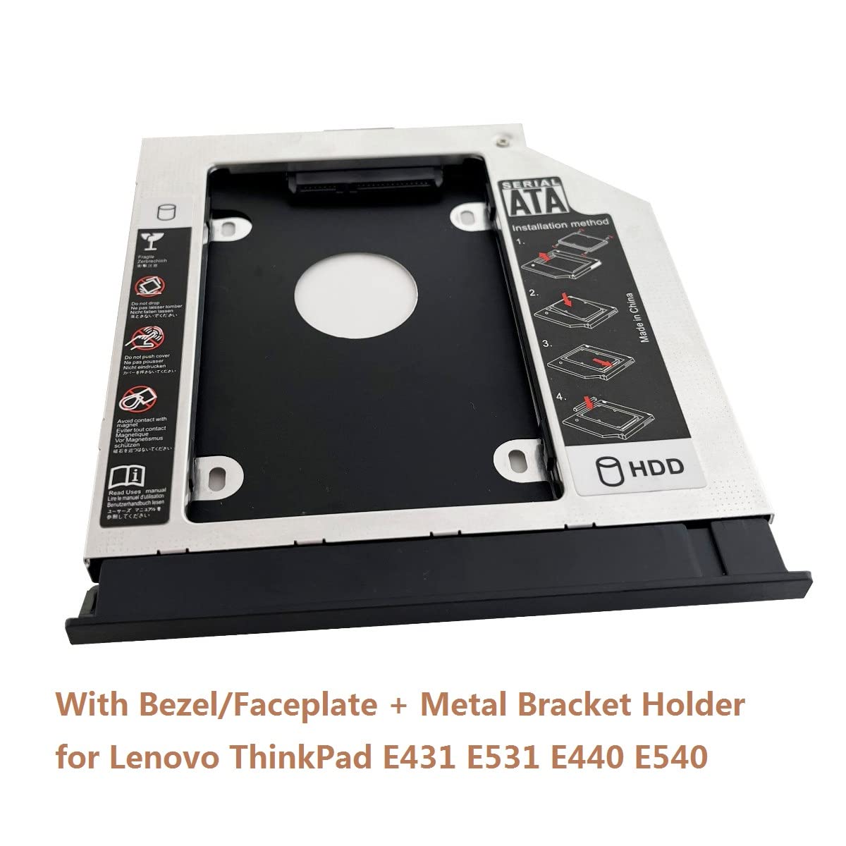 2nd HDD SSD Hard Drive Optical Bay Frame Caddy Tray for Lenovo ThinkPad E540 E531 with Bezel and Mounting Bracket - View 2 of 9