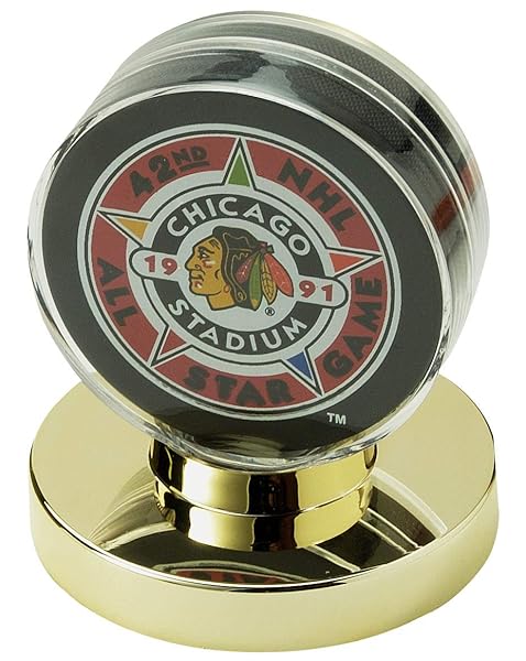 SAFTGARD SUPPLIES SAFTGARD SUPPLIES Acrylic Hockey Puck Gold Base Display Case Holder for Collectors and Fans