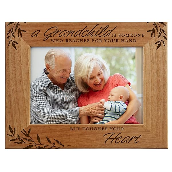 CEDAR CRATE MARKET Grandparent Gifts Engraved Wood Photo Frame for First Time Grandma Fits 5x7 Horizontal Portrait Touches Your Heart
