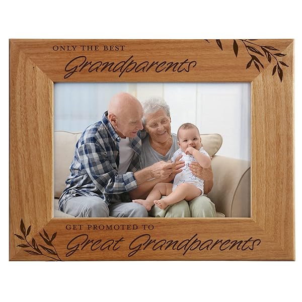 CEDAR CRATE MARKET Cedar Crate Market Engraved Natural Wood Photo Frame for Great Grandparents Fits 5x7 Portrait Perfect for Grandparent's Day Gifts