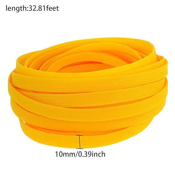 Othmro Othmro 10m Yellow PET Expandable Braid Cable Sleeving 10mm Flexible Wire Mesh Sleeve for Pet Protection - View 3 of 4