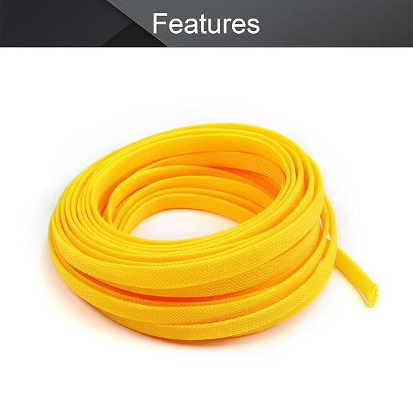 Othmro Othmro 10m Yellow PET Expandable Braid Cable Sleeving 10mm Flexible Wire Mesh Sleeve for Pet Protection - View 4 of 4