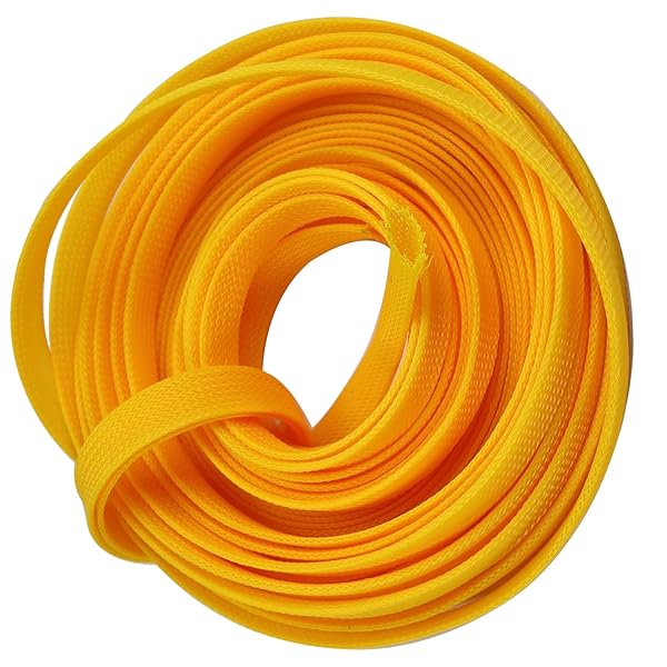 Othmro Othmro 10m PET Expandable Braid Cable Sleeving Flexible Wire Mesh Sleeve Yellow Protects Cables from Pet Chewing and Tearing - View 3 of 7