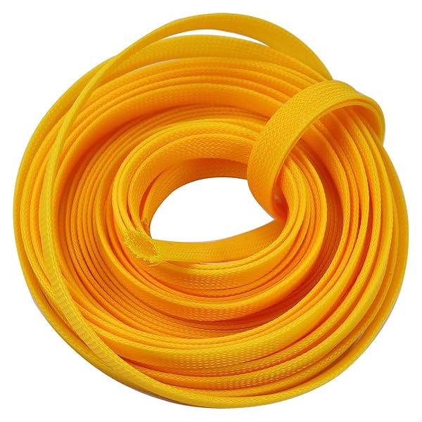Othmro Othmro 10m PET Expandable Braid Cable Sleeving Flexible Wire Mesh Sleeve Yellow Protects Cables from Pet Chewing and Tearing - View 4 of 7