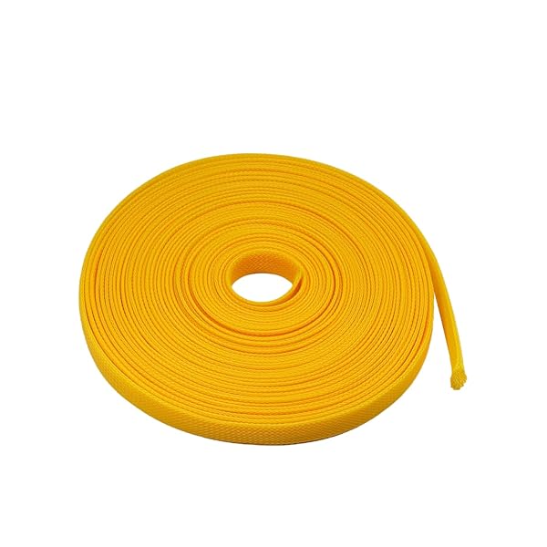 Othmro Othmro 10m PET Expandable Braid Cable Sleeving Flexible Wire Mesh Sleeve Yellow Protects Cables from Pet Chewing and Tearing - View 5 of 7