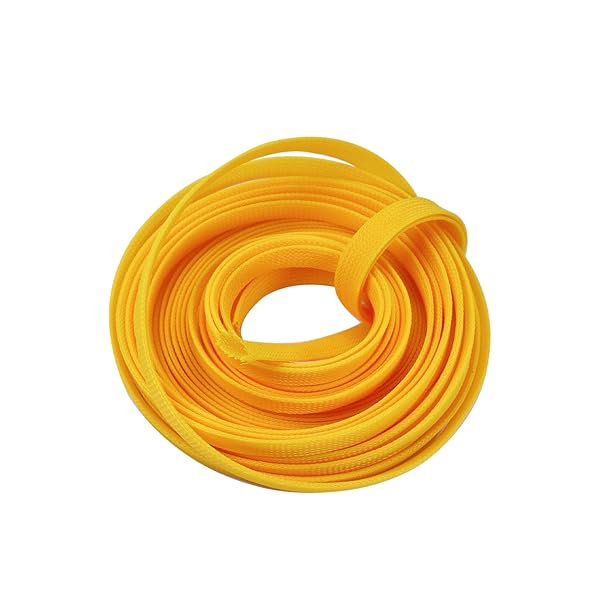 Othmro Othmro 10m PET Expandable Braid Cable Sleeving Flexible Wire Mesh Sleeve Yellow Protects Cables from Pet Chewing and Tearing - View 6 of 7