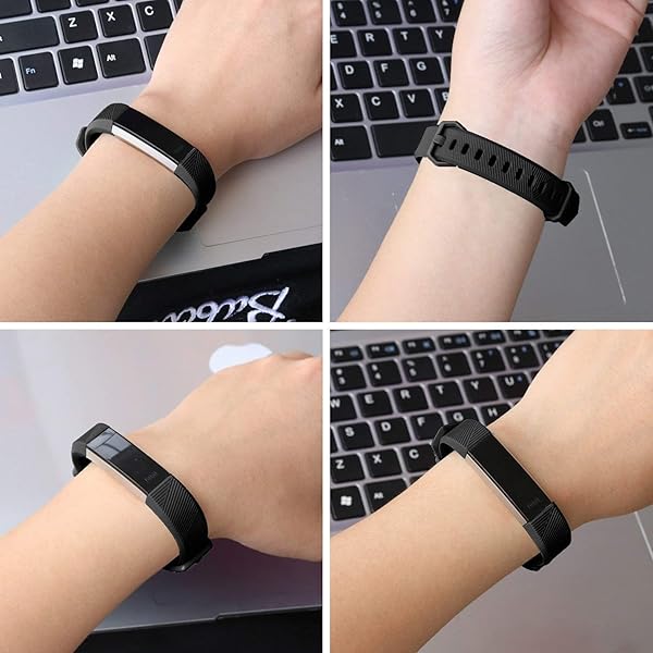Tobfit Tobfit Pack 2 Sport Bands for Fitbit Alta Alta HR Ace Soft TPU Replacement Wristbands with Metal Buckle for Men Women Black Small - View 4 of 4