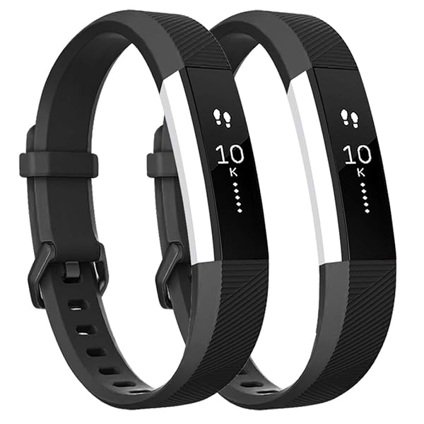 Tobfit Tobfit Pack 2 Sport Bands for Fitbit Alta Alta HR Ace Soft TPU Replacement Wristbands with Metal Buckle for Men Women Black Small