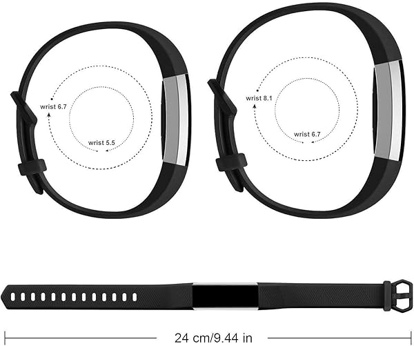Tobfit Tobfit Pack 2 Sport Bands for Fitbit Alta Alta HR Ace Soft TPU Replacement Wristbands with Metal Buckle for Men Women Black Large - View 5 of 5